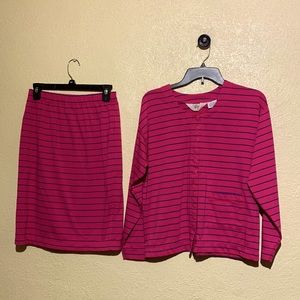 Raferty Top with Skirt Pink with Blue Stripes Stretchy S/M